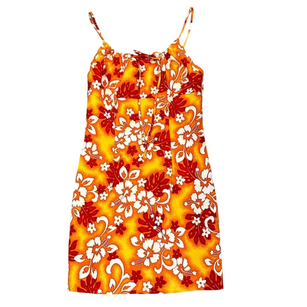 Milken Vintage Y2K Hawaiian Sundress Medium Orange Red White